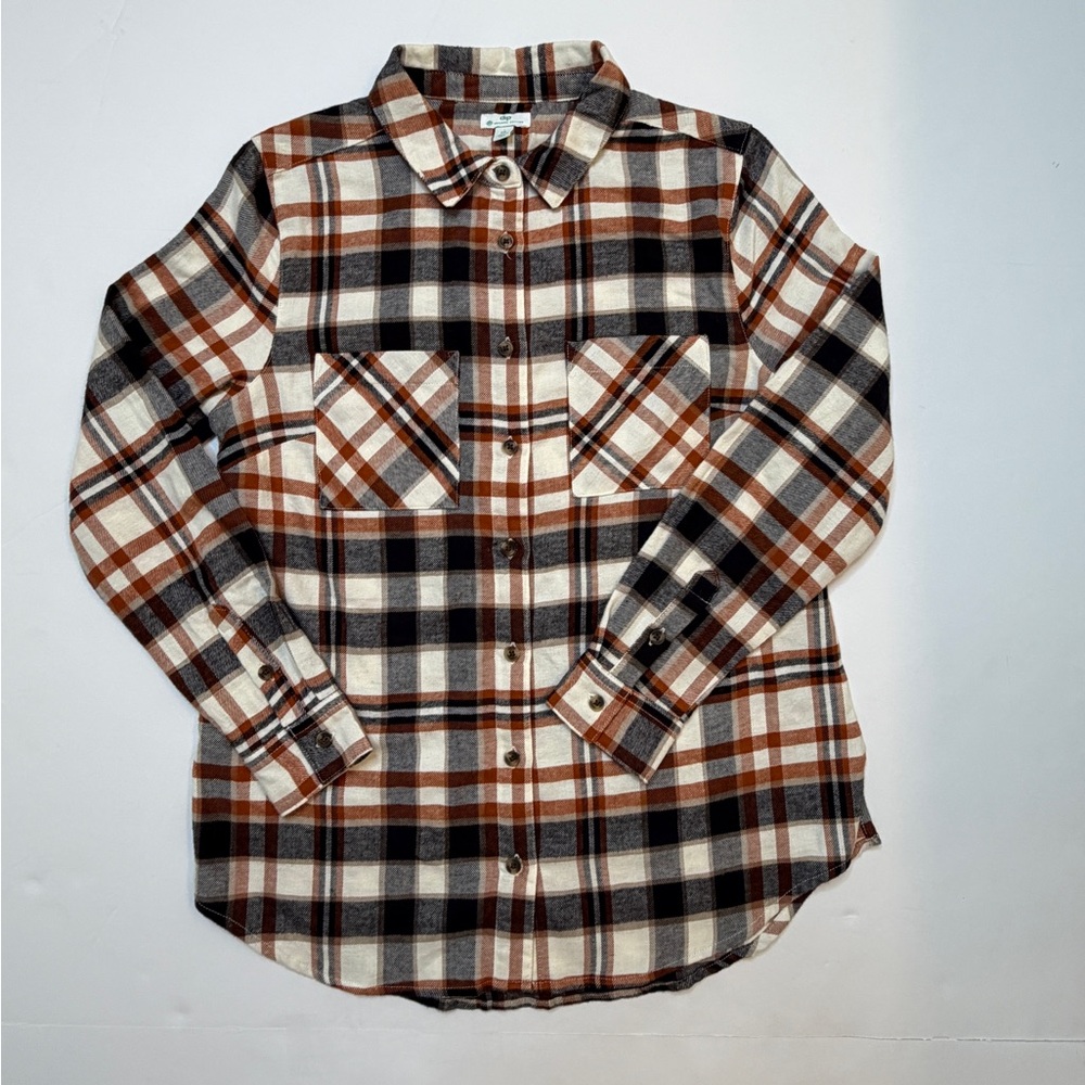 Dip 100% organic cotton Men's Brown & Black Plaid Button-Up Shirt